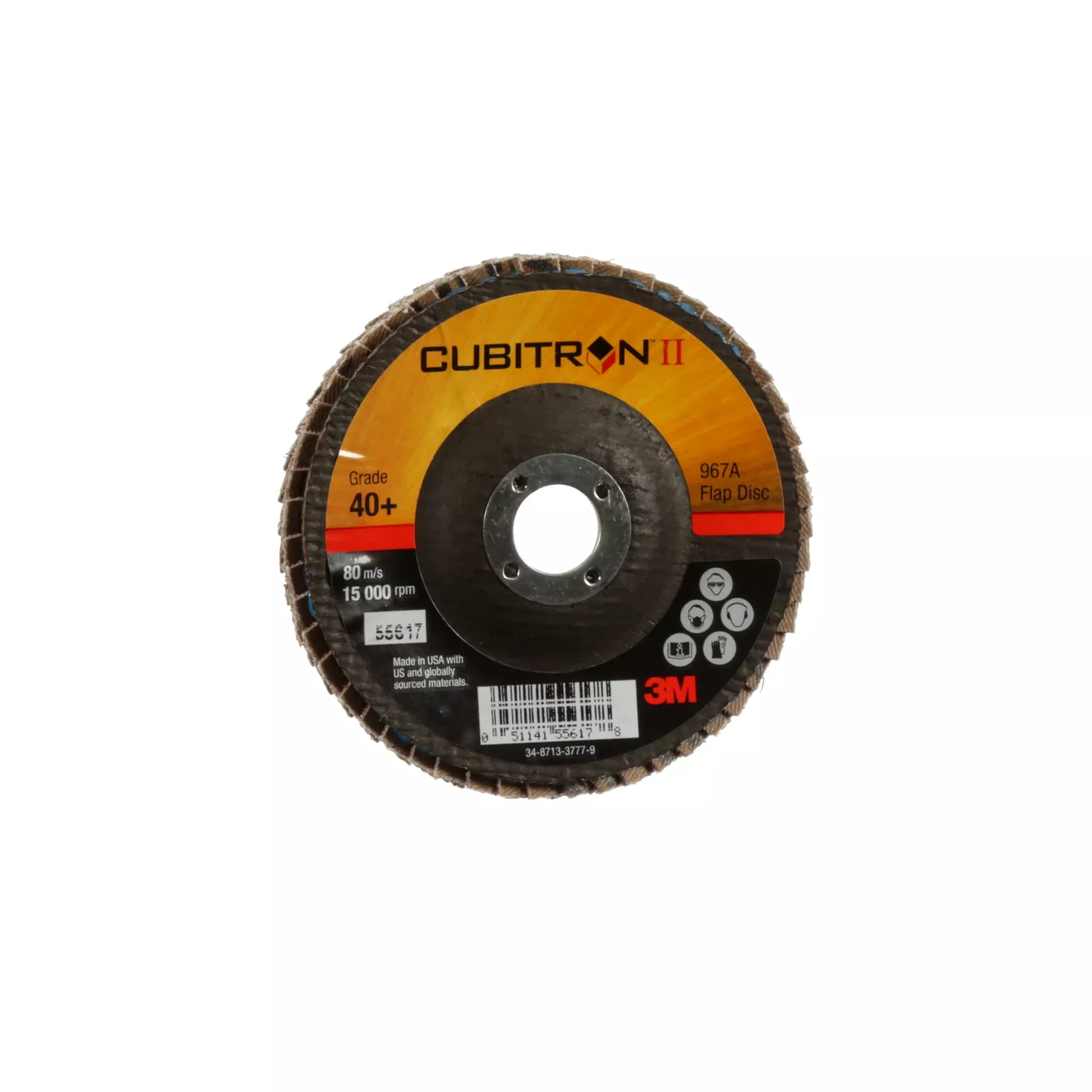 3M Cubitron II Flap Disc 967A, 40+, T29, 4 in x 5/8 in