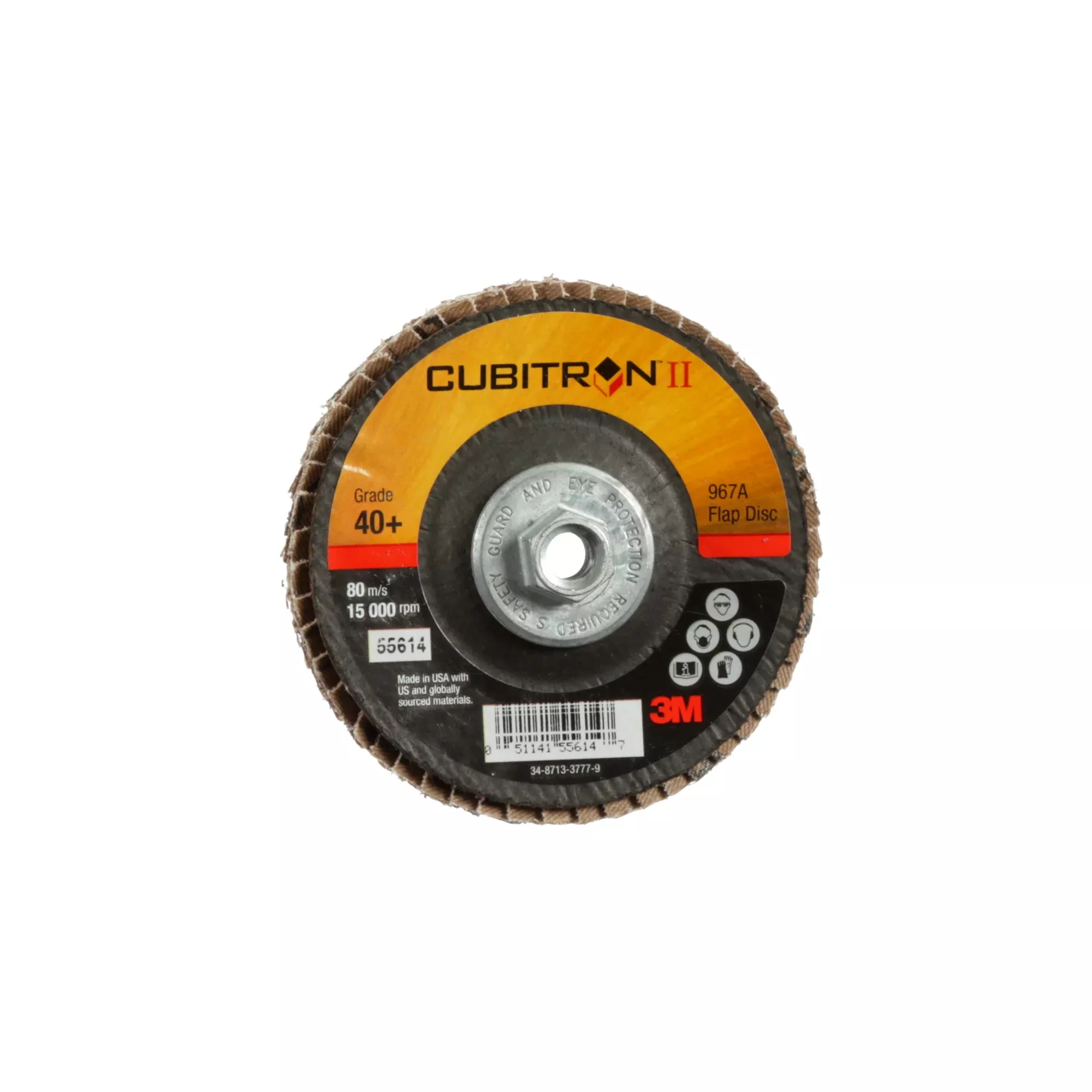 3M Cubitron II Flap Disc 967A, 40+, T29 Quick Change, 4 in x 3/8"-24