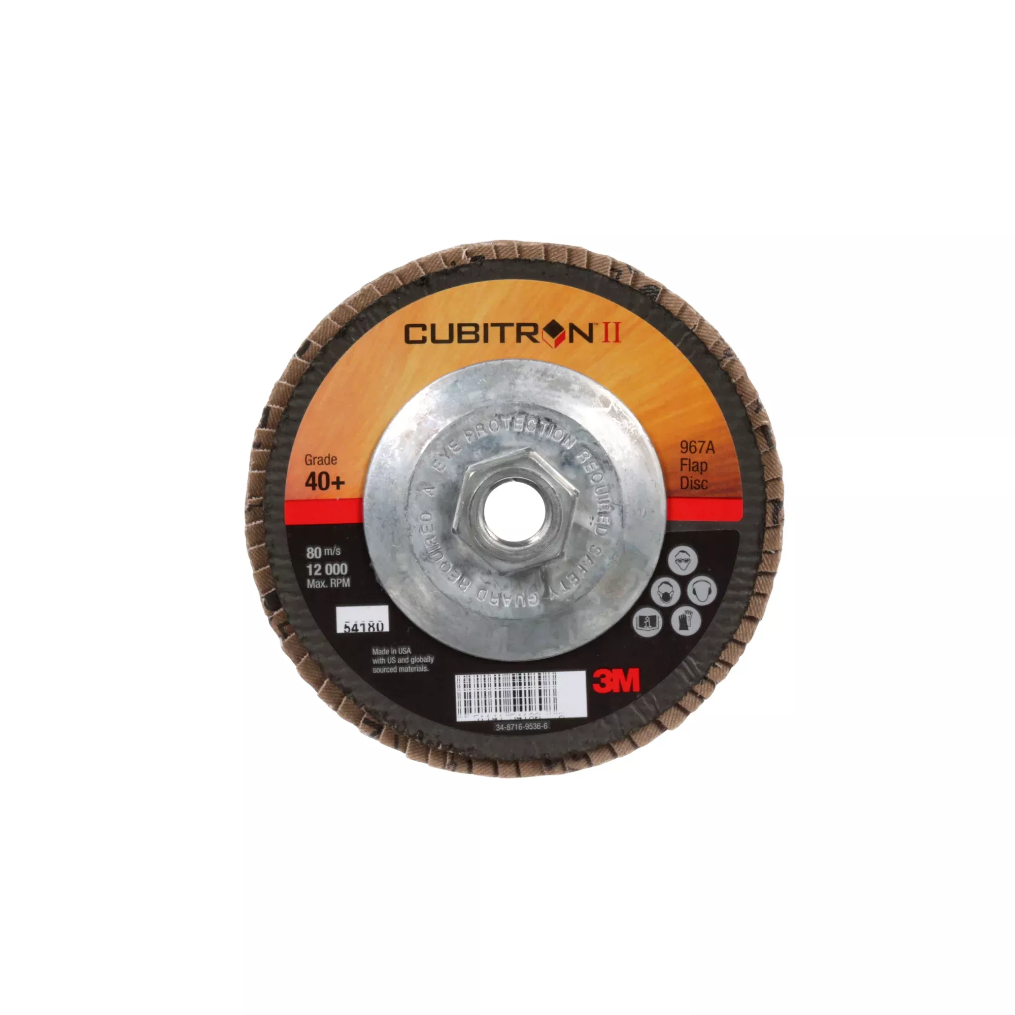 3M Cubitron II Flap Disc 967A, 40+, T29 Quick Change, 5 in x 5/8"-11