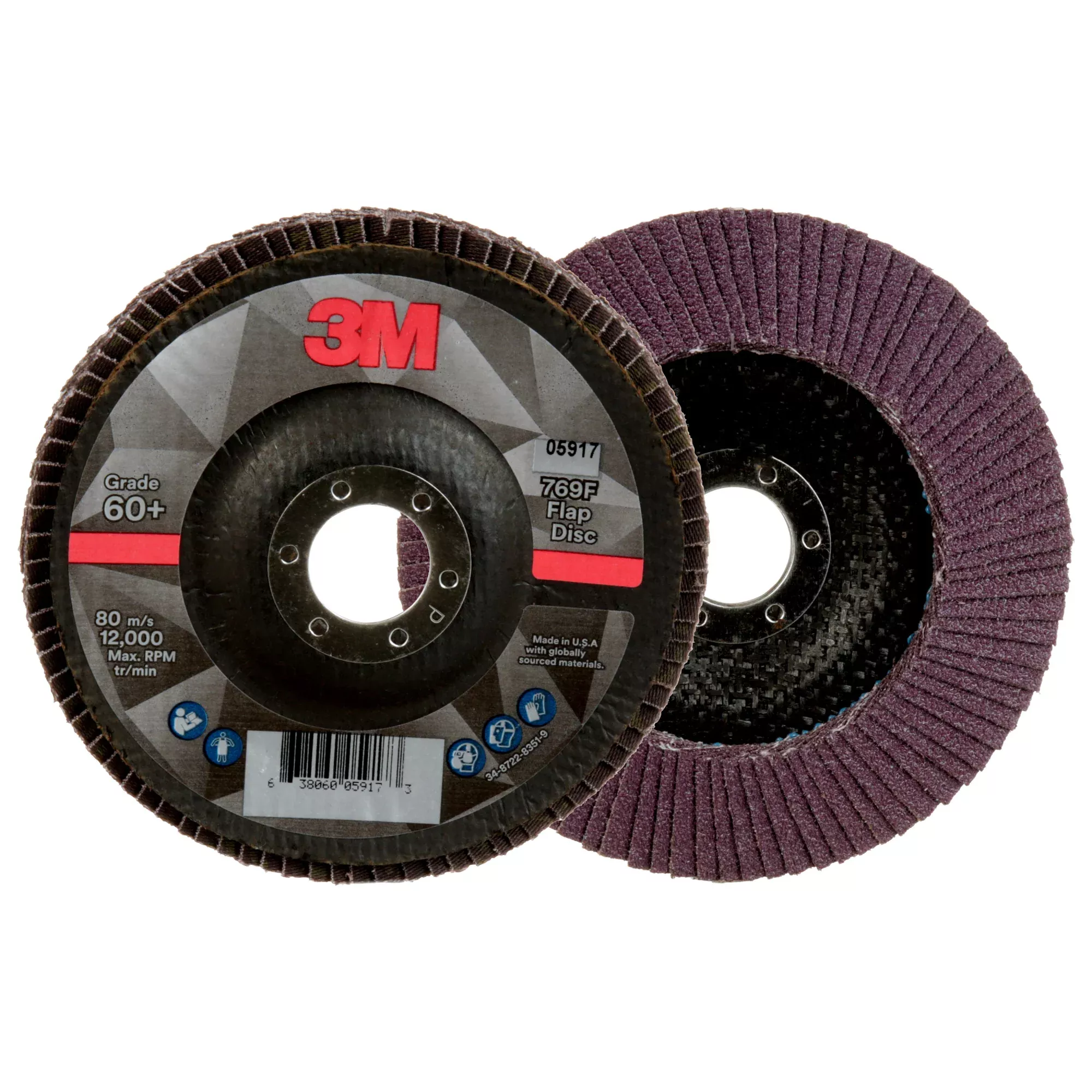 3M Flap Disc 769F, 60+, T29, 5 in x 7/8 in