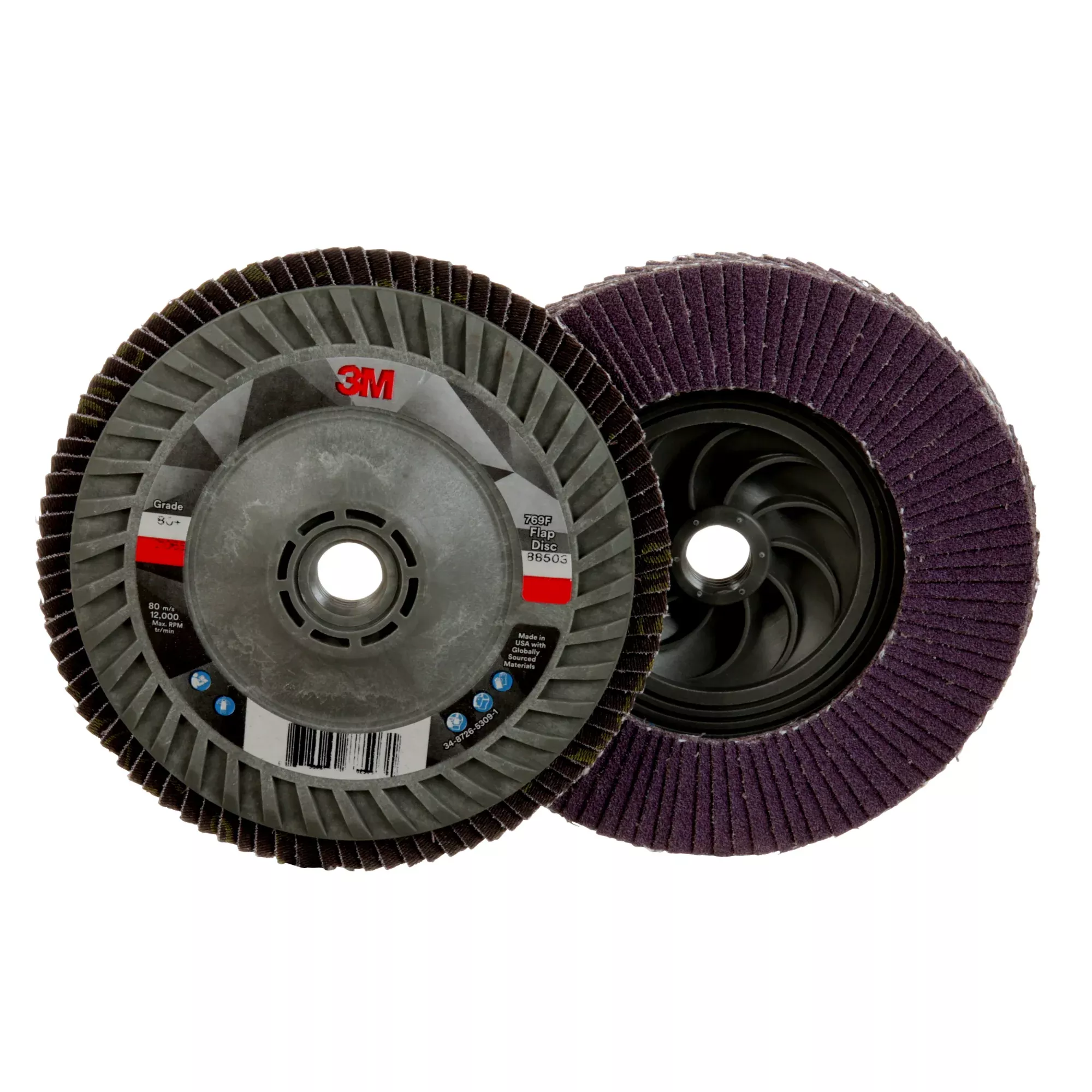 3M Flap Disc 769F, 80+, T27 Quick Change, 5 in x 5/8 in-11