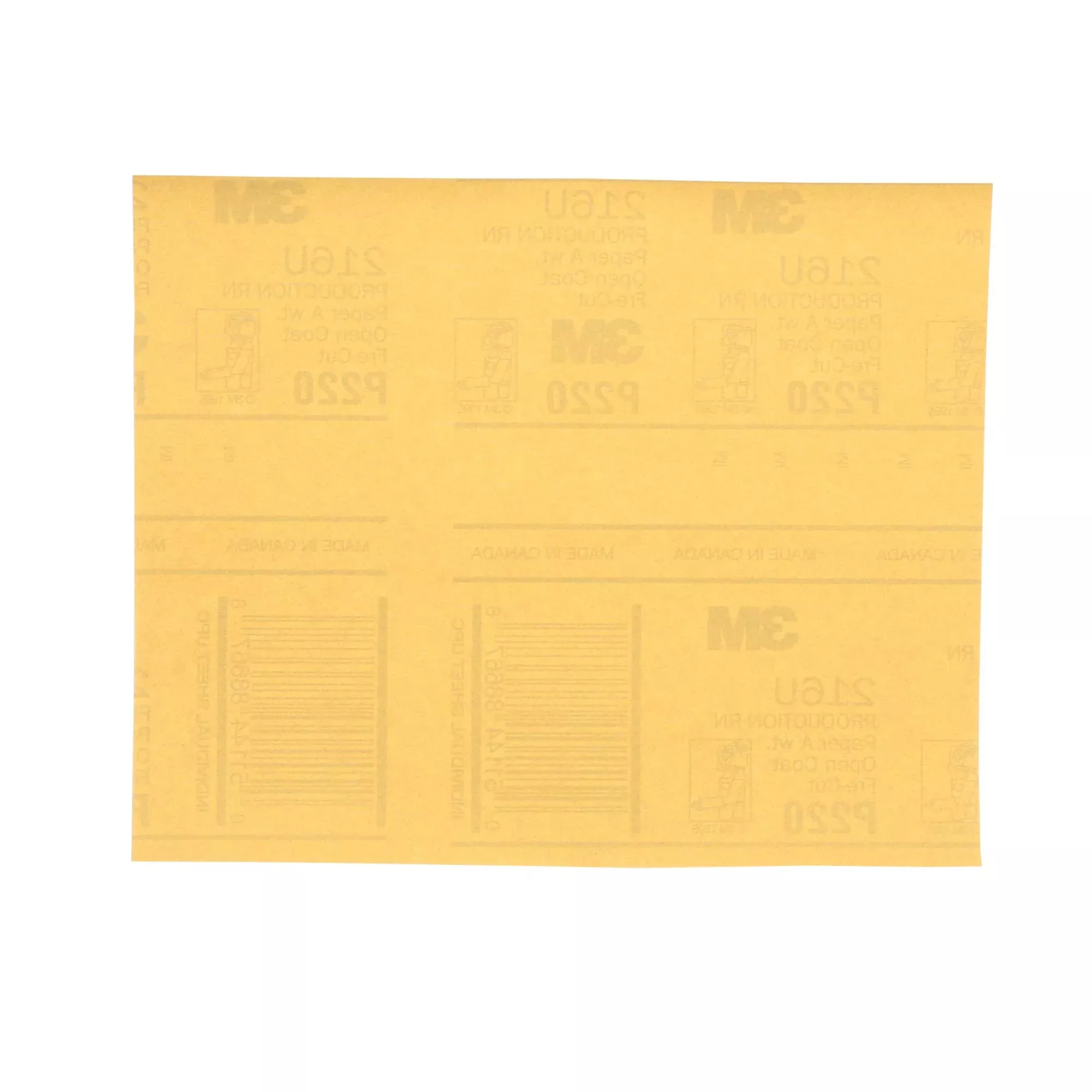 3M Gold Abrasive Sheet, 02544, P220 grade, 9 in x 11 in, 50 sheets perpack