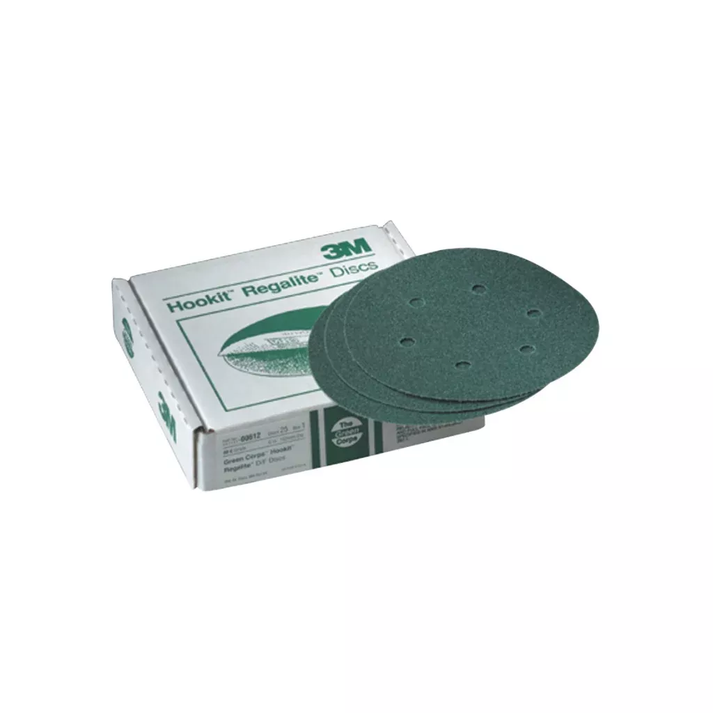 3M Green Corps Hookit Disc Dust Free, 00615, 6 in, 40, 25 discs percarton