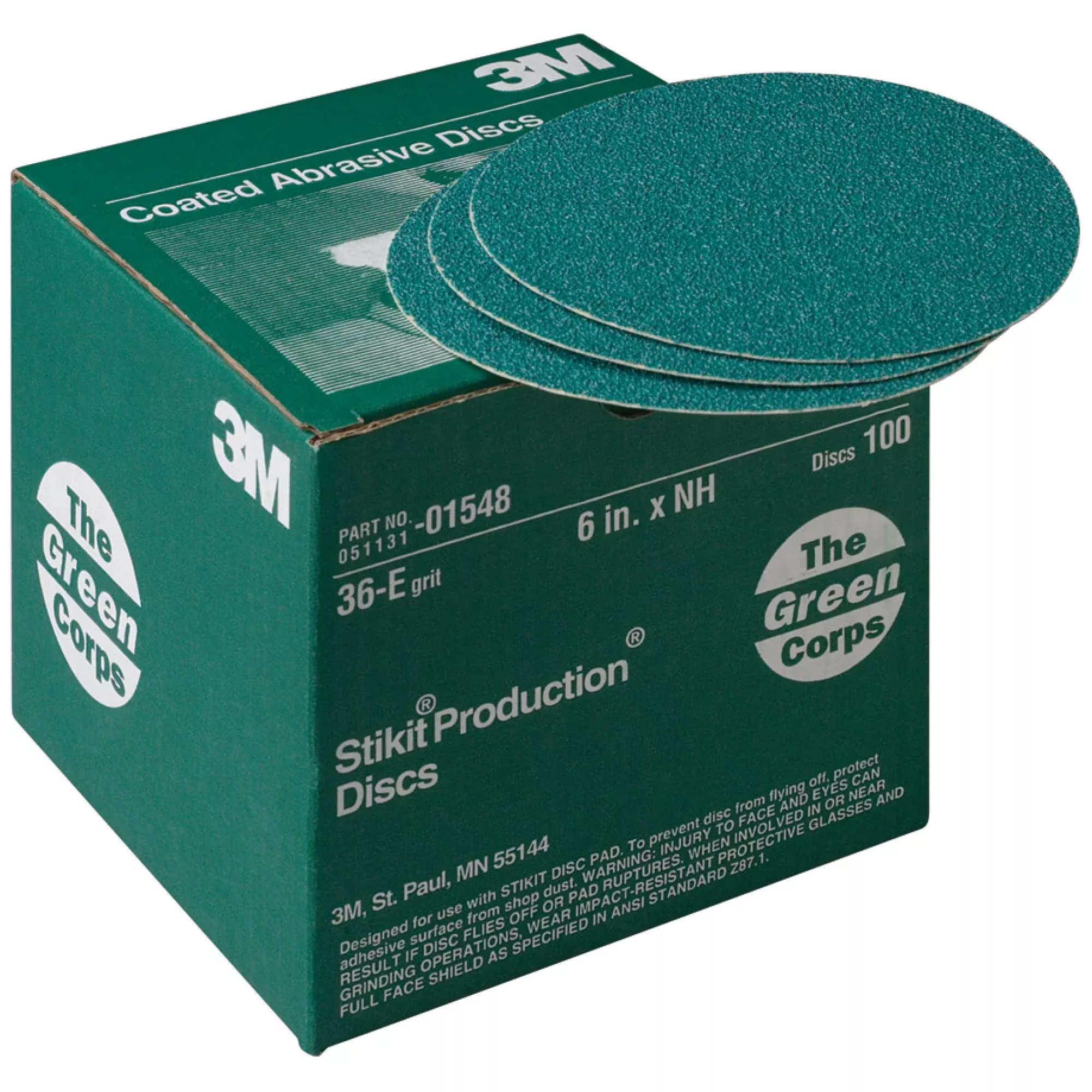3M Green Corps Stikit Production Disc, 01548, 6 in, 36 grit