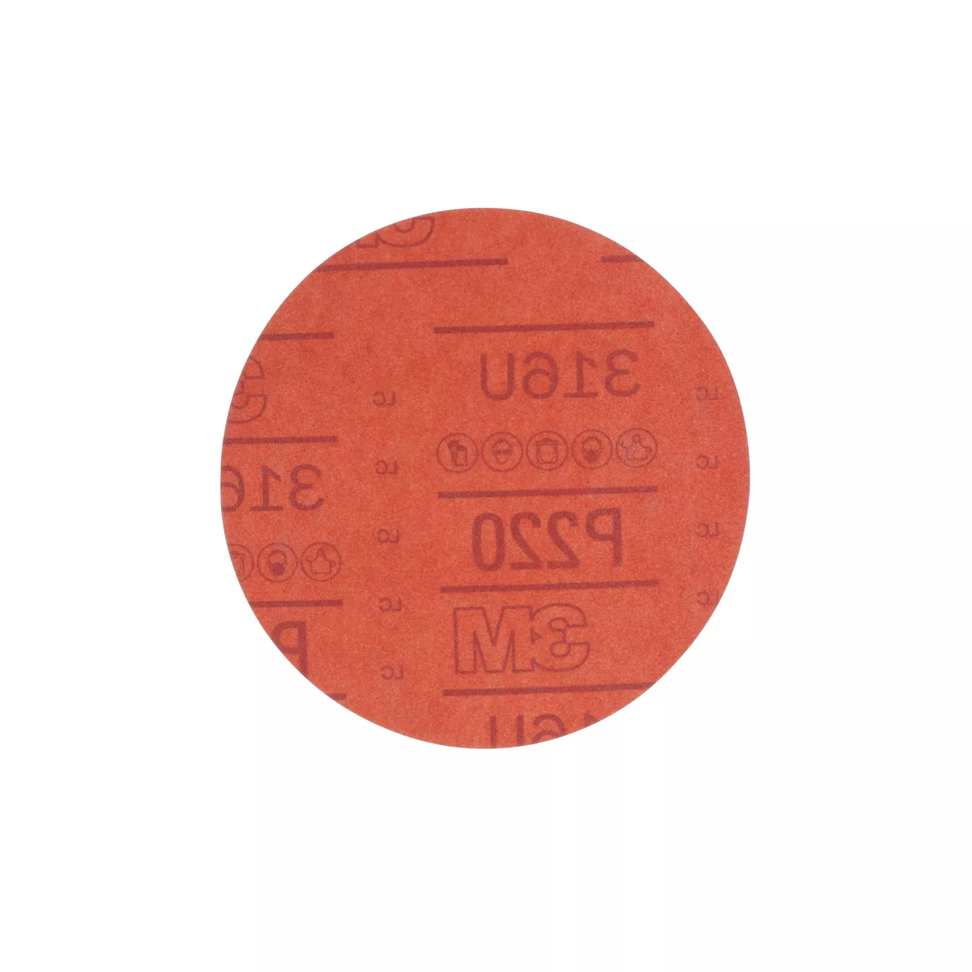 3M Hookit Red Abrasive Disc, 01221, 6 in, P220, 50 discs per carton
