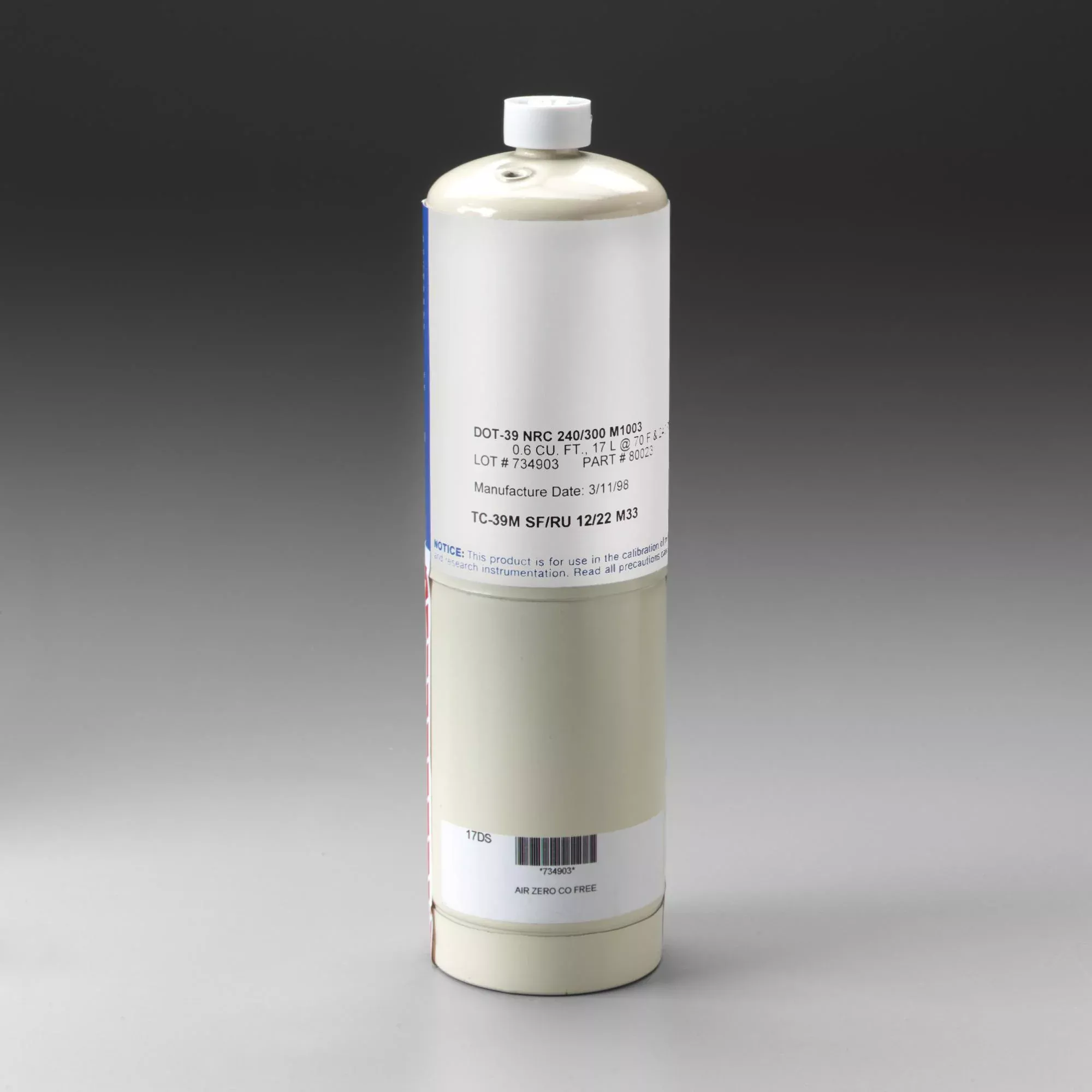 3M Zero Gas Cylinder 529-05-18