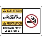Brady 125329 Light Duty Rectangular No Smoking Sign, CAUTION/PRECAUCION, 10 in H x 14 in W, Black/Red/Yellow on White, B-401 Polystyrene, Fastened Mount