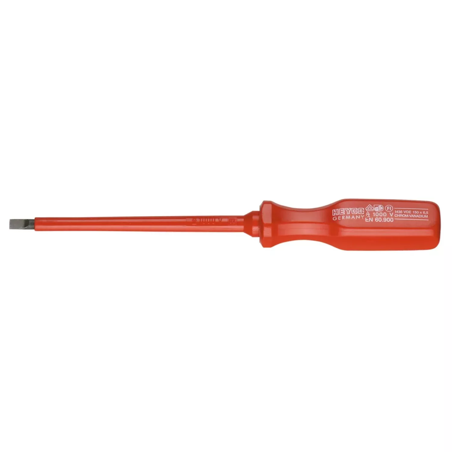 Heyco 01436015033 Insulated VDE Slotted Screwdriver, 6.5 mm