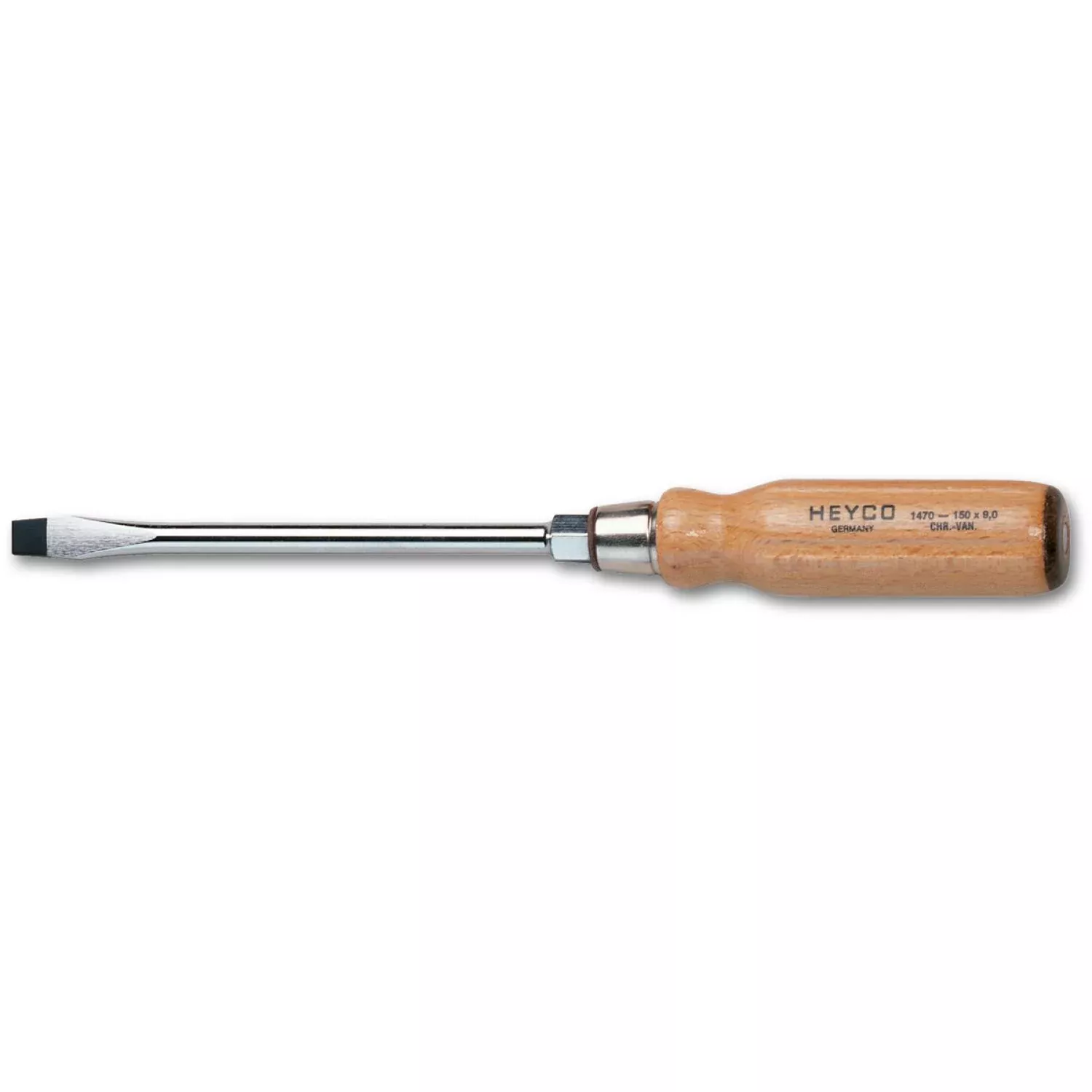 Heyco 01470010080 Slotted Engineers' Screwdriver with Hardwood Handle, 5.5 mm
