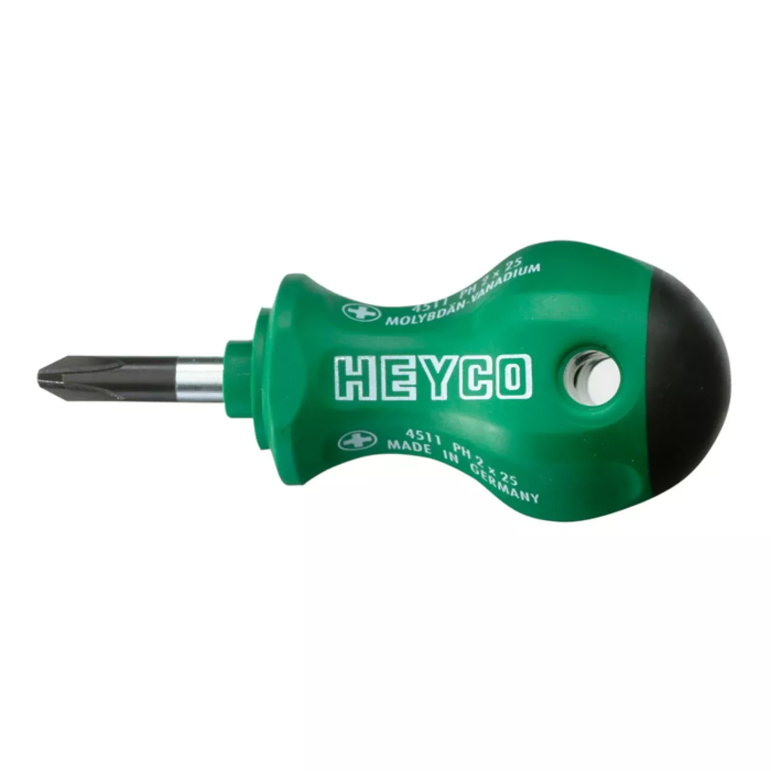 Heyco 04512000180 Pozidriv Stubby Screwdriver with 2K Handle, PZ1