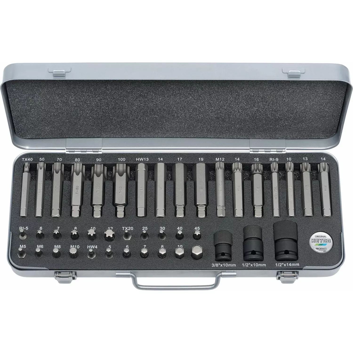 Heyco 06700904200 Impact-Tool Set For Operation With Compressed Air, 45 Pcs.
