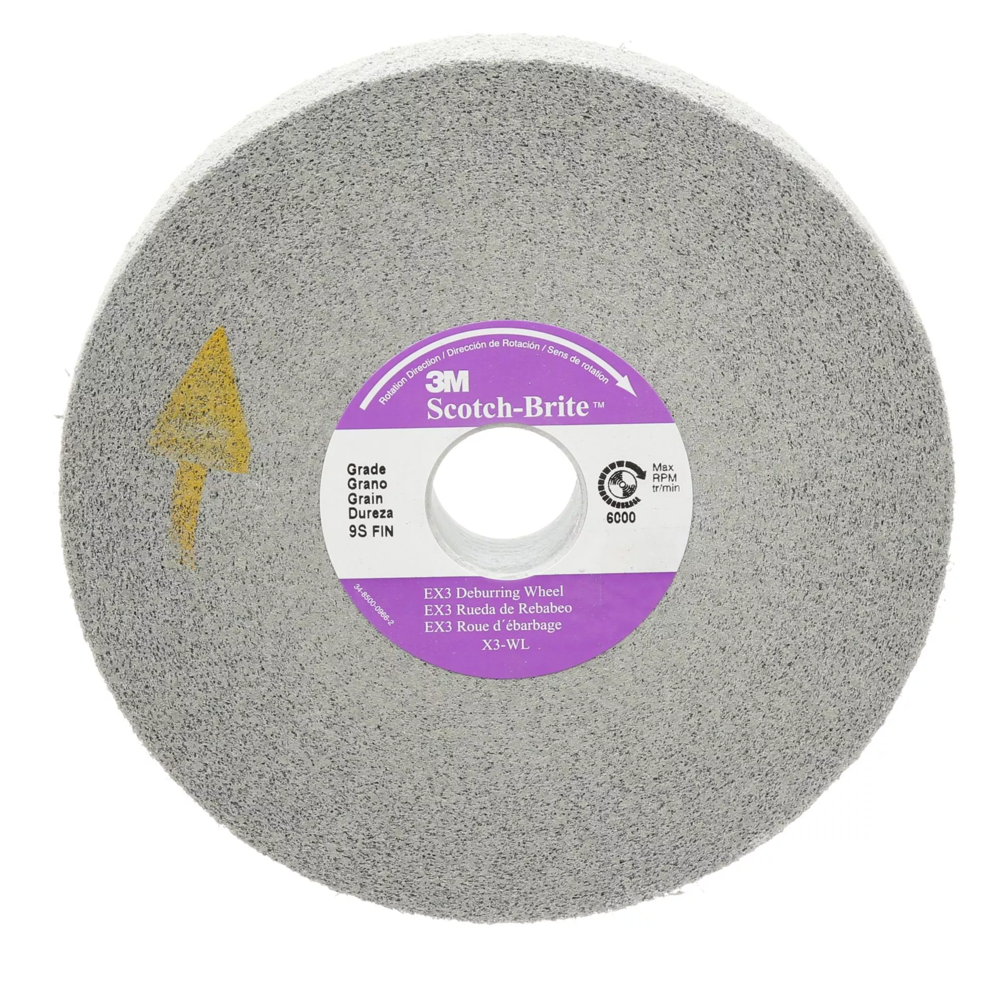Scotch-Brite EX3 Deburring Wheel, X3-WL, 8A Medium, 6 in x 1/2 in x 1in