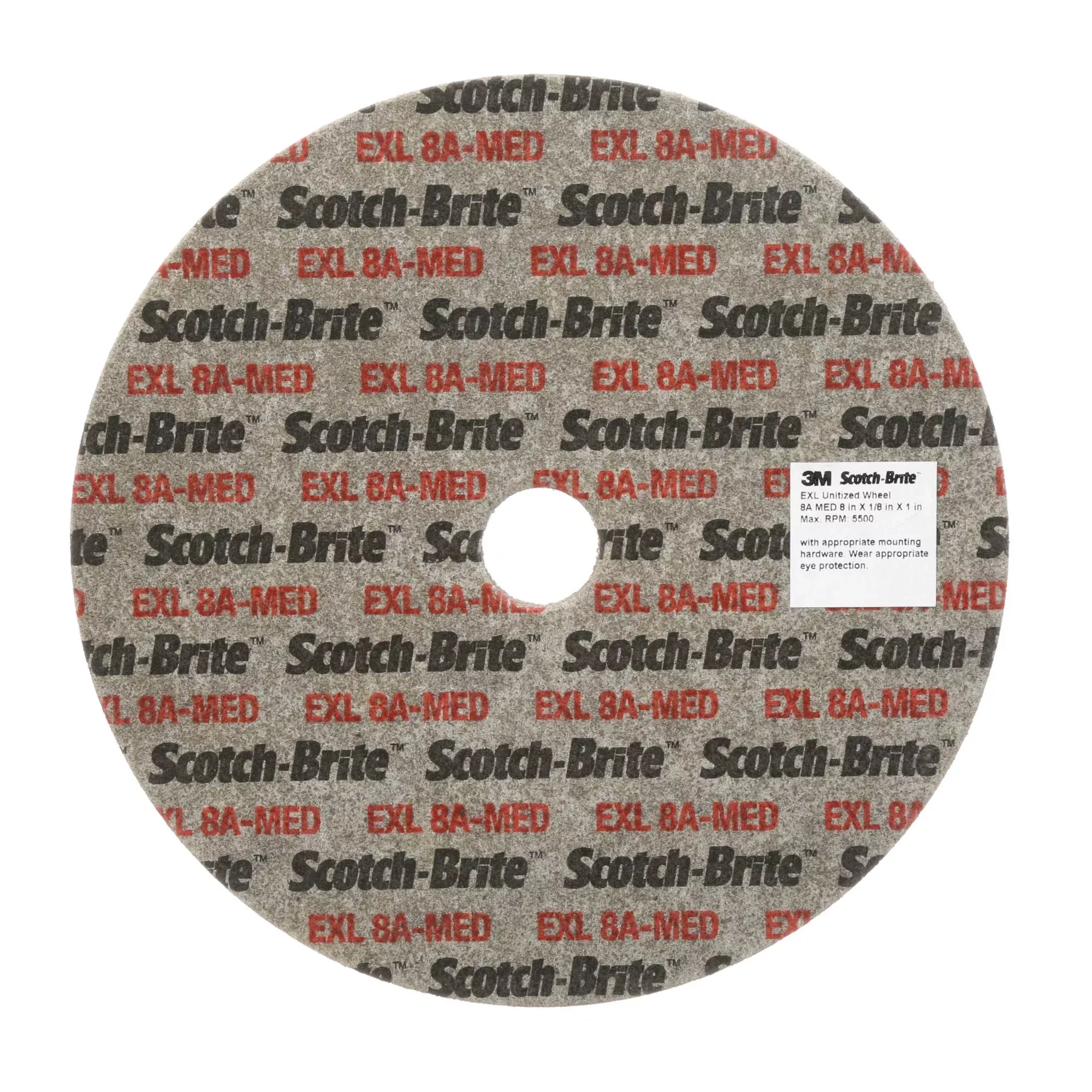 Scotch-Brite EXL Unitized Wheel, XL-UW, 8A Medium, 8 in x 1/2 in x 1in