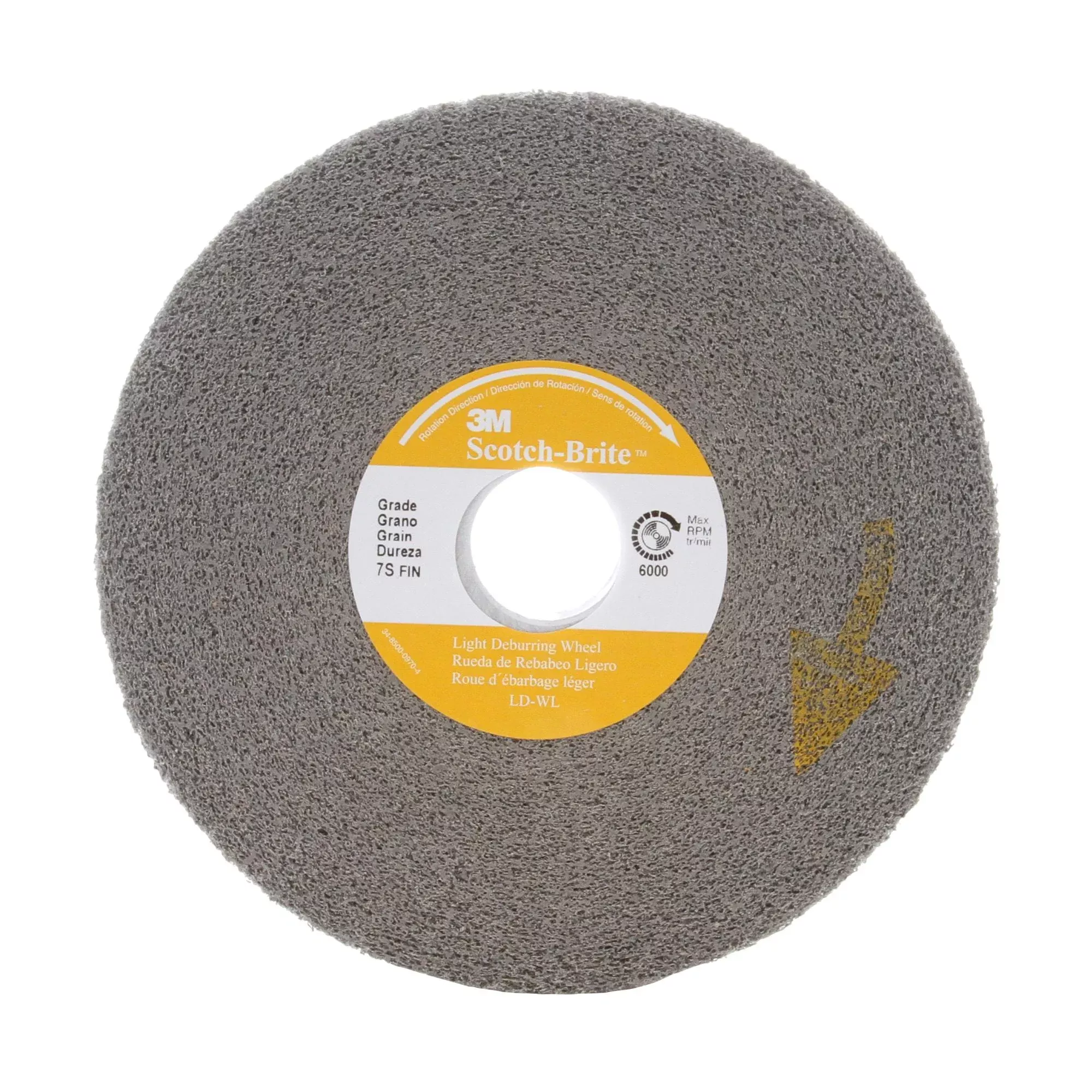 Scotch-Brite Light Deburring Wheel, LD-WL, 7S Fine, 16 in x 10 in x 10in