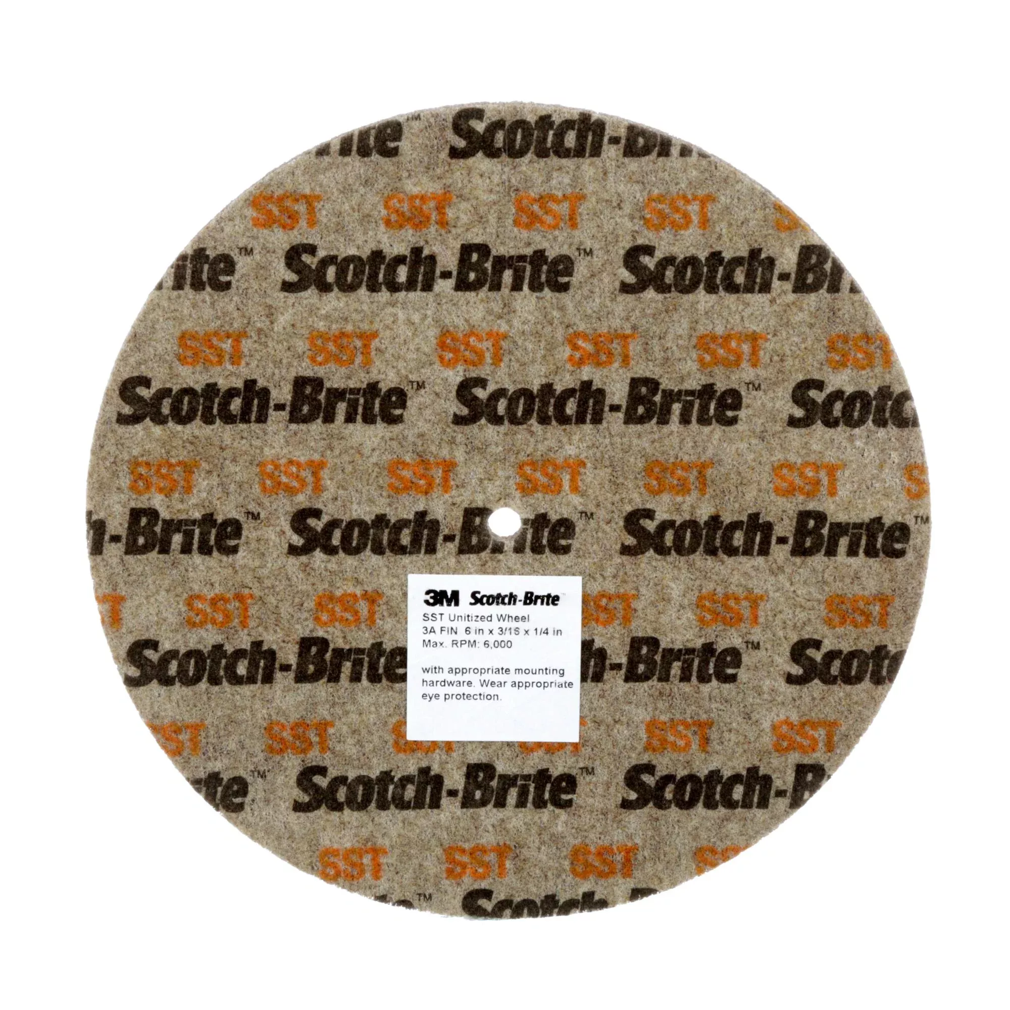 Scotch-Brite SST Unitized Wheel, 4 in x 1/2 in x 1/4 in 3A FIN